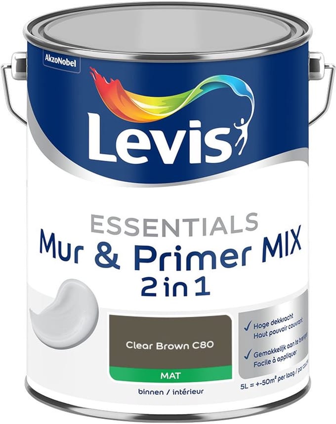 Levis - Essentials Mur & Primer Mix - Clear Brown C80 - Mengverf - 5 L