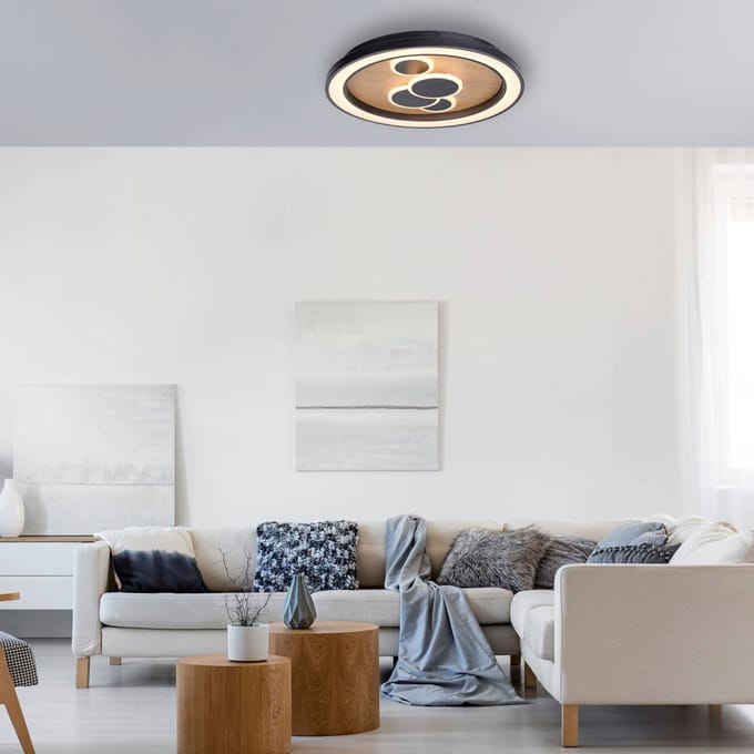 Paul Neuhaus LED plafondlamp Eliza, geolied eiken, Ø 60 cm