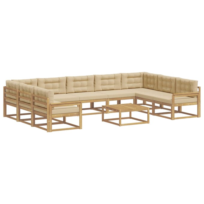 vidaXL - Buiten - bank - set - 10 - st - Wit - en - Beige