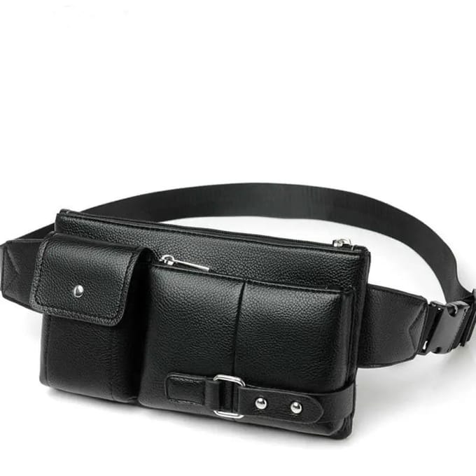 Multi-Pocket Pack PU Leer Heuptas Slanke Schoudertas Portemonnee Verstelbare Riem Casual Pouch Buitentas gray
