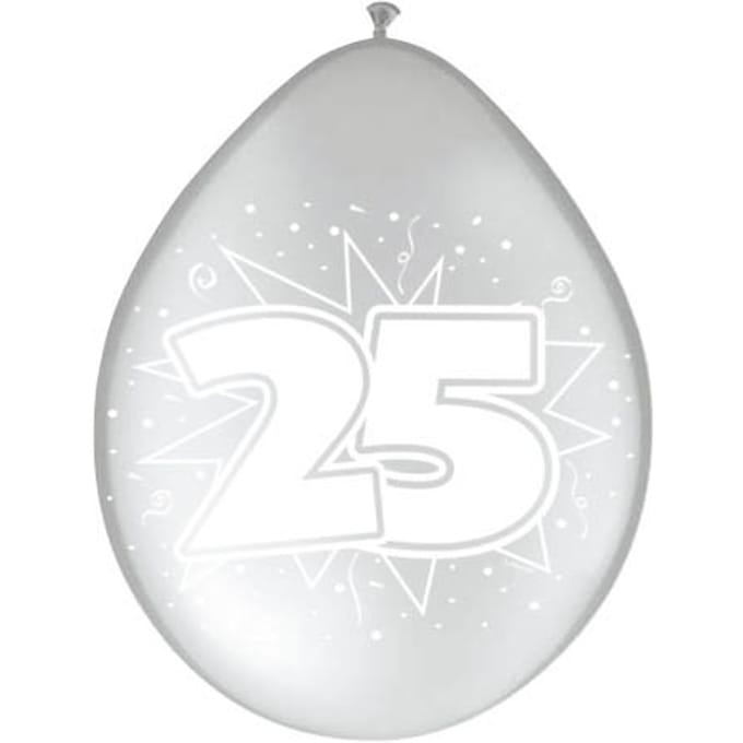 25 Jaar Zilveren Ballonnen - 8 stuks