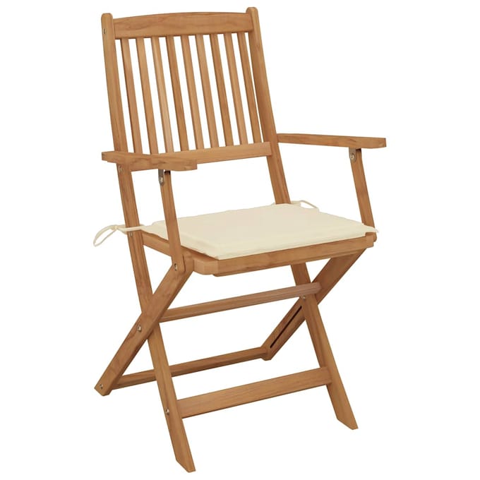 vidaXL - Inklapbare - stoelen - 6 - st - met - kussens - massief - acaciahout