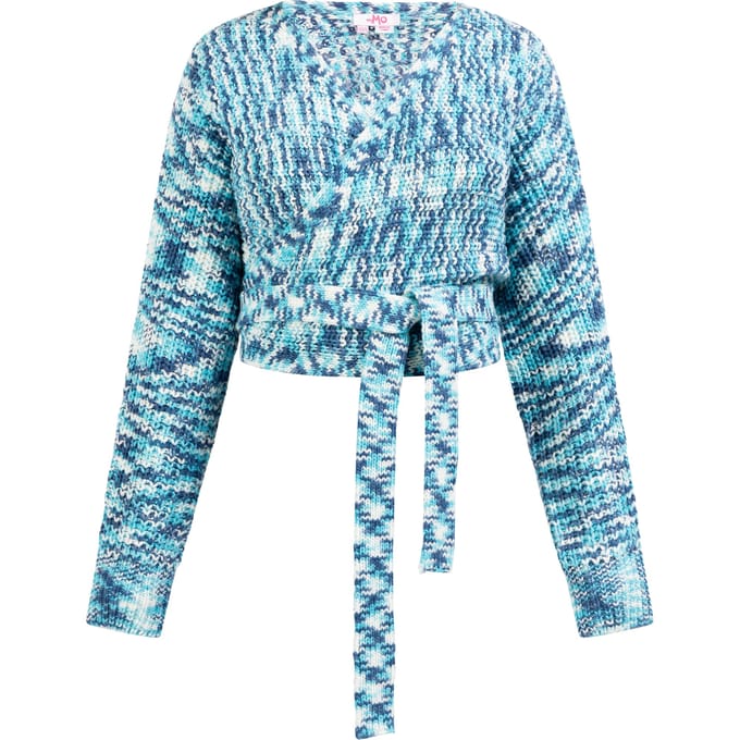 Mymo Gebreid wikkeljack Dames Blauw Veelkleurig