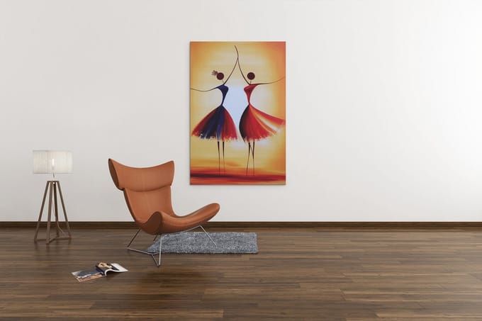 Canvas Schilderij - Abstract Vrouwen - Dansen - Kunst - Wanddecoratie - 150x100x2 cm