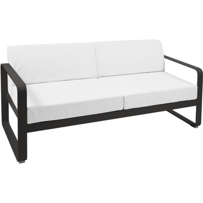 Fermob - BELLEVIE 2-zitsbank - 42 drop mat - 81 witgrijs - zwart