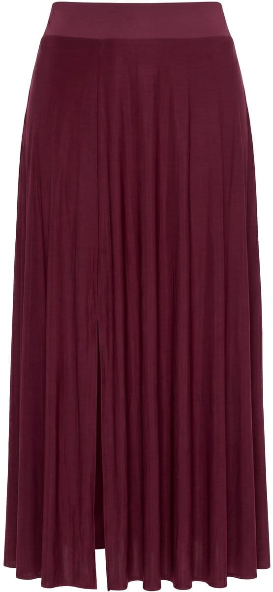 Ulla Popken - Dames - Maxi-rok stretch elastische tailleband - Bes - Maat 46+