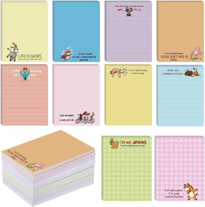 Dailygoods- Notitieblokken 7,5 x 10 cm - Grappige Uitspraken - Sticky Notes - Plaknotities - Herinneringen - Leuke Geschenken