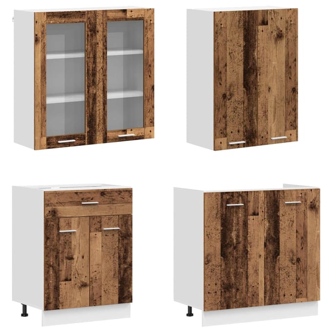 vidaXL - Keukenblok - LYON - 4 - st - Oud - hout - Bewerkt - hout