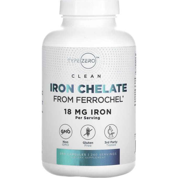 TypeZero, Clean, IJzerchelaat, 18 mg, 240 capsules
