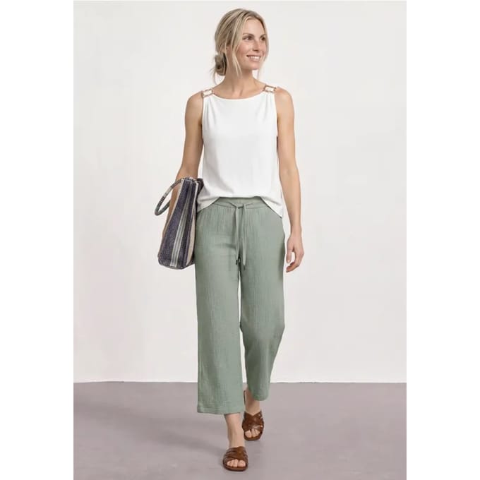 7/8 Wide Legs mousseline broek in Loose Fit