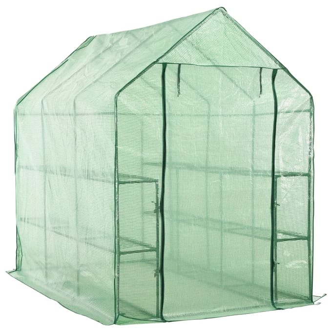 vidaXL - Inloopkas - met - 12 - schappen - 143x214x196 - cm - staal