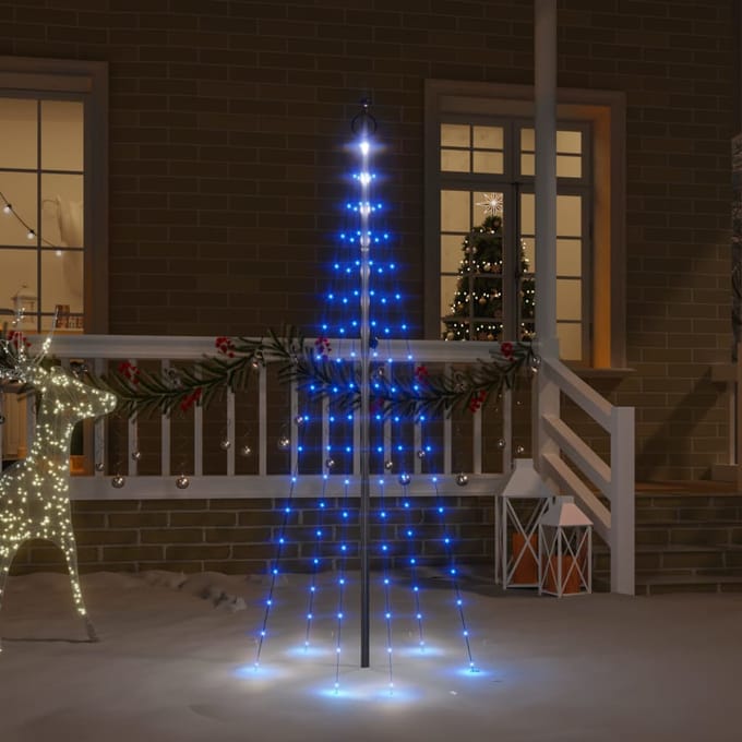 vidaXL - Vlaggenmast - kerstboom - 108 - LED's - blauw - 180 - cm