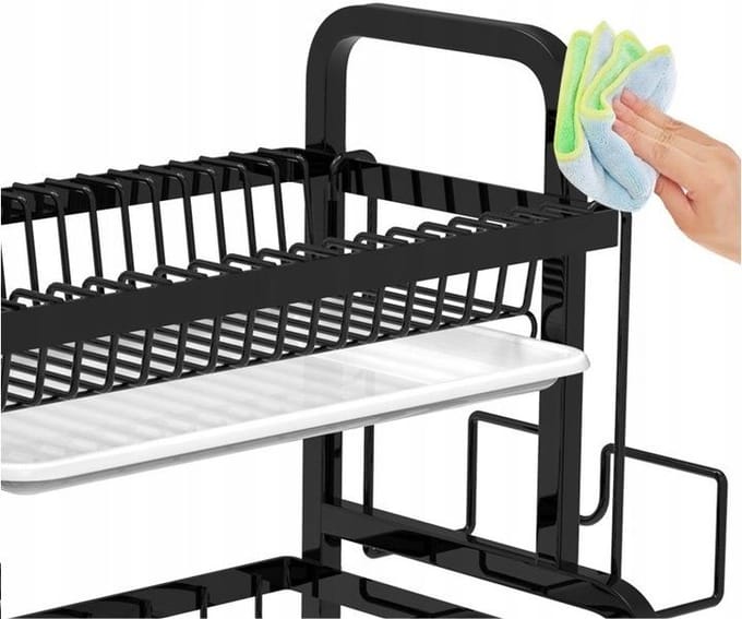 Merkloze Zwarte Dubbellaagse Druiprek Organizer XXL