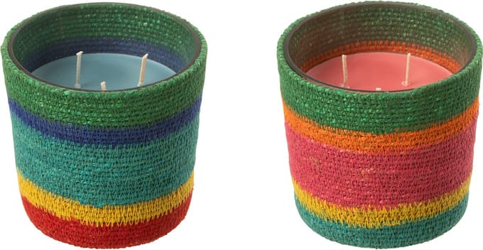 J-Line geurkaars Mand - Woody Aurora - mix - small - 2 stuks - 45U