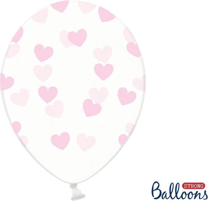 Partydeco - Ballonnen clear hartjes roze 50 stuks