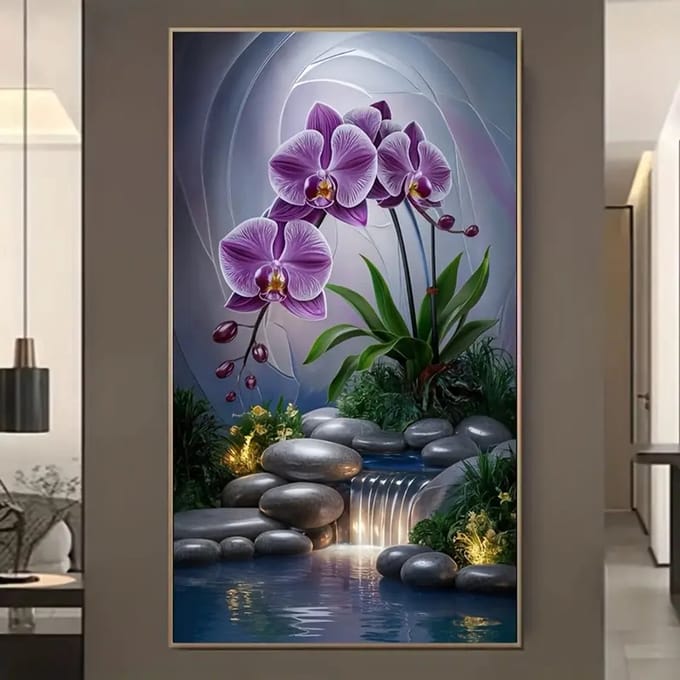 Diamond painting set orchidee 60x 180 cm zeer groot en heel mooi als decor.