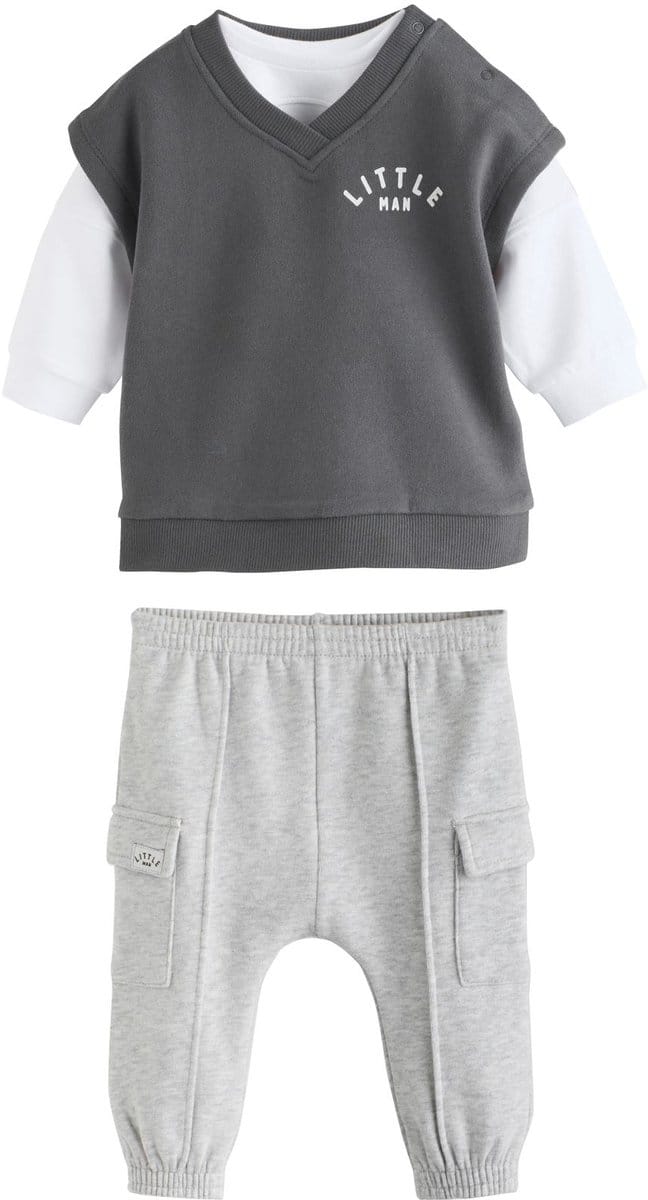 Next - Jongens - Babyset van gilettop en legging - Grijs