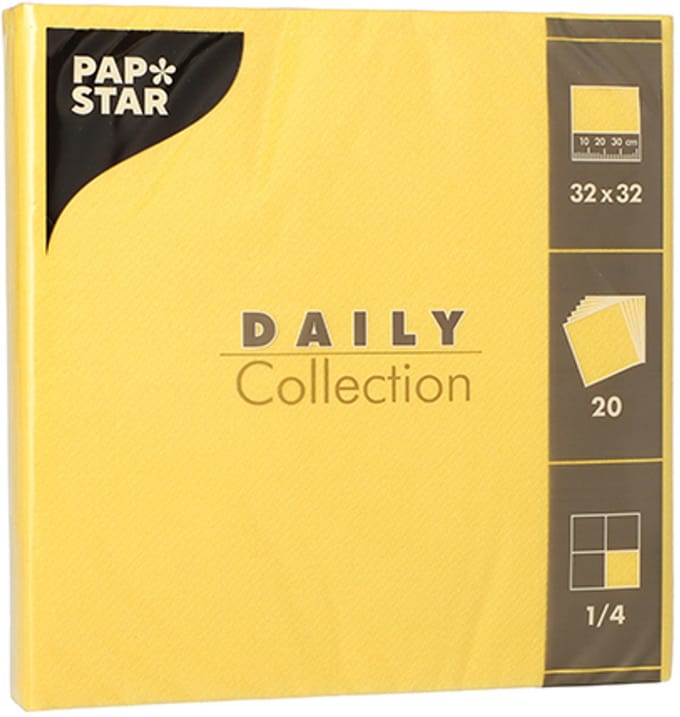 15x 20 Servetten DAILY Collection 1/4 vouw 32 cm x 32 cm geel