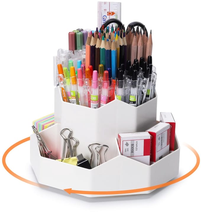 Unyqoos ® Draaibare Bureau-Organizer met Grote Capaciteit en Flexibele Indeling voor Schrijfwaren