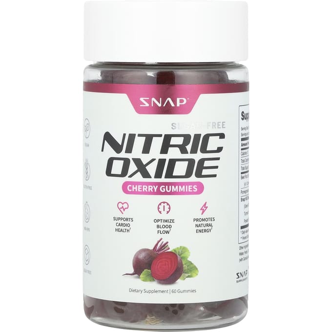 Snap Supplements, bonbons gélifiés à l'oxyde nitrique, cerise, sans sucre, 60 bonbons gélifiés