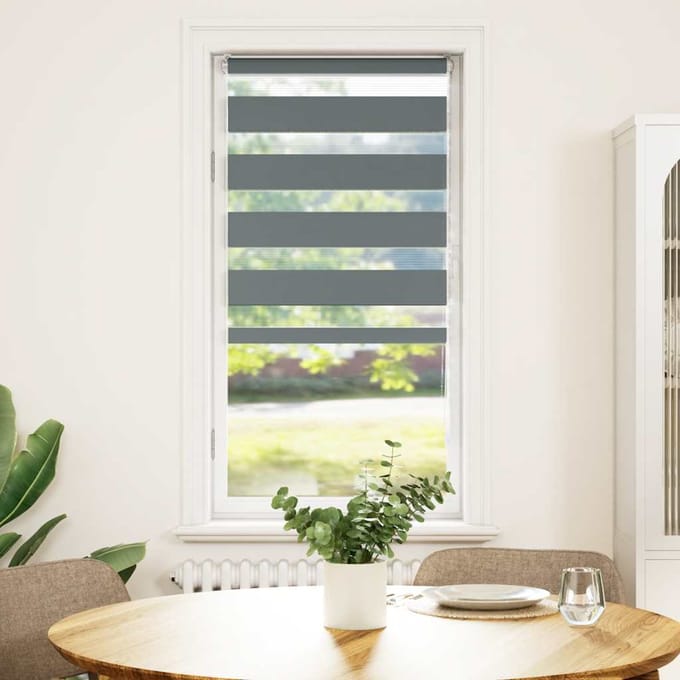 vidaXL - Zebra - rolgordijn - 60x100 - cm - stofbreedte - donkergrijs - 55,9 - cm