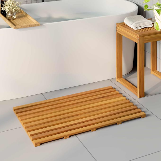 vidaXL - Badmat - Naturel - 80 - x - 48 - cm - Massief - Acacia - Hout