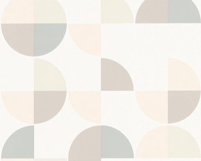 MODERNE CIRKELS BEHANG - Beige Grijs Roze - AS Creation Spot 4