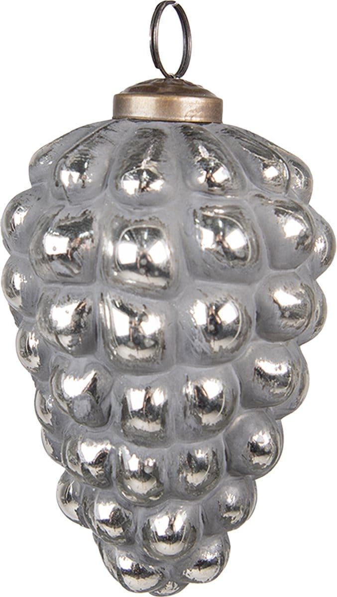 Clayre & Eef Kerstbal Overig Ø 7 cm Grijs Glas Kerstballen