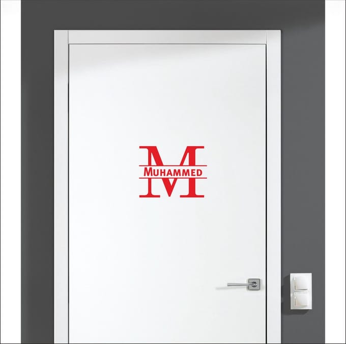 Deursticker Met Naam -  Muhammed - Rood