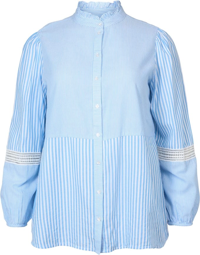 ZIZZI MFIA, L/S, SHIRT Dames Blouse - Blue - Maat M (46-48)