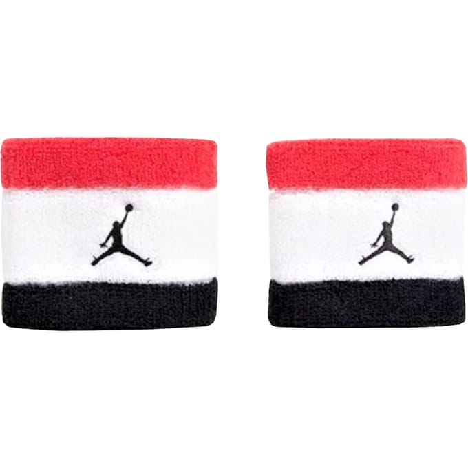 Nike Jordan Badstof Polsband (Set van 2) (Wit/zwart/rood)