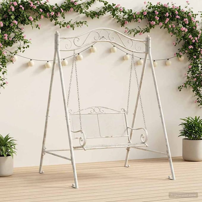 vidaXL - Schommelframe - Antiek - wit - 113 - x - 121,5 - x - 168 - cm - Staal
