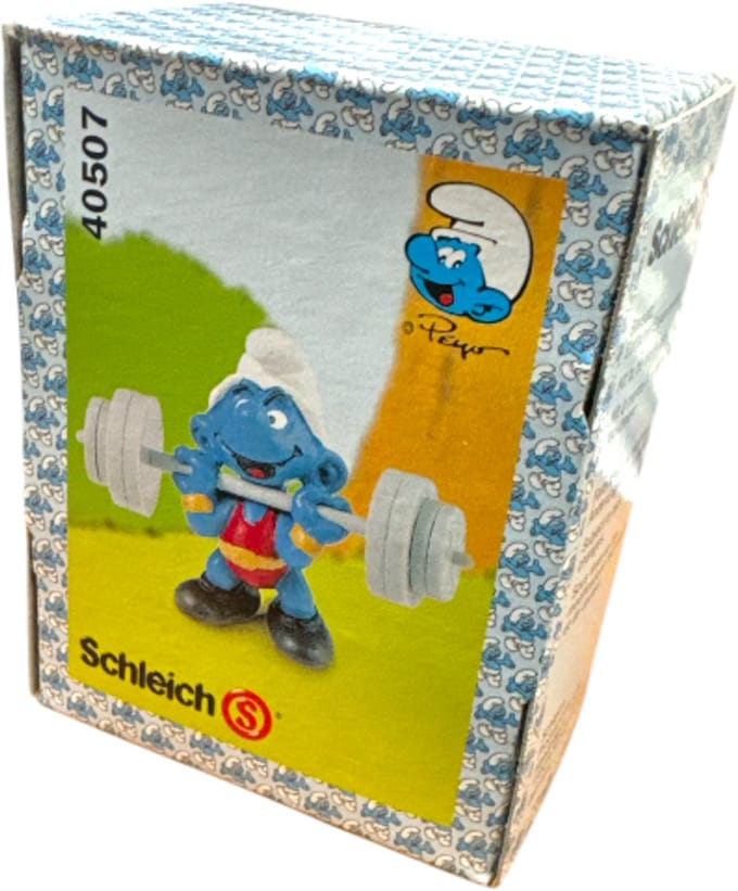 Smurf met gewichten / Gewichtheffer - Schleich - 40507 - 7 cm