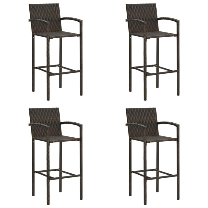 vidaXL - Barkrukken - 4 - st - poly - rattan - bruin