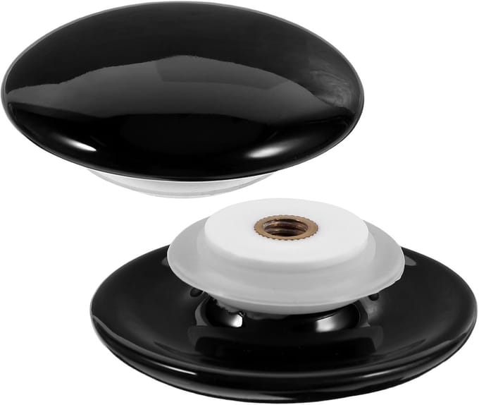 Gootsteenstop Set - Afvoerplugken - Badkamer Keuken - Universele Pasvorm - 6.5cm Diameter - Zwart