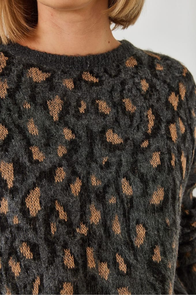 Leopardprint Ronde Hals Trui