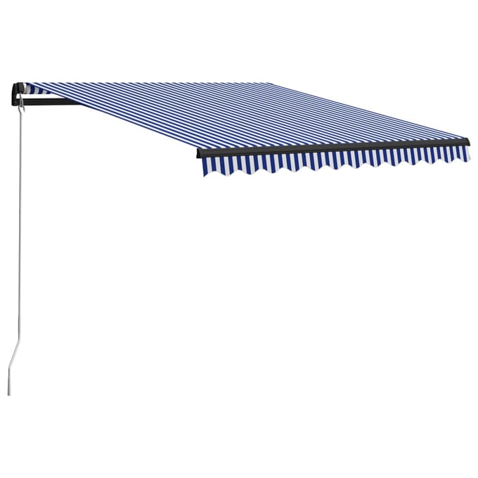 vidaXL - Luifel - handmatig - uittrekbaar - 300x250 - cm - blauw - en - wit