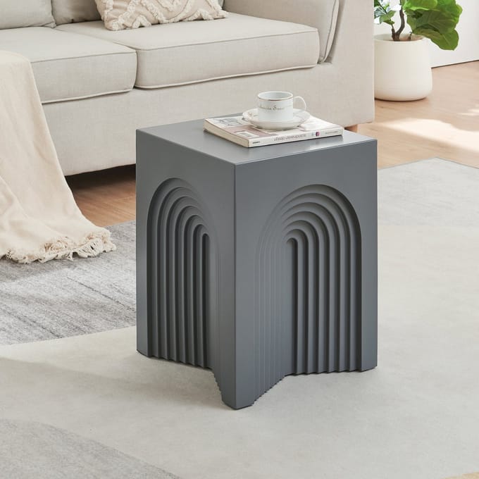 Bijzettafel Elverumn mdf 45x35x35 cm grijs mat [en.casa]