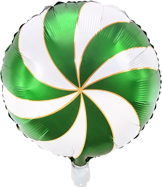 Partydeco - Folieballon Snoepje Wit Groen - 35 cm