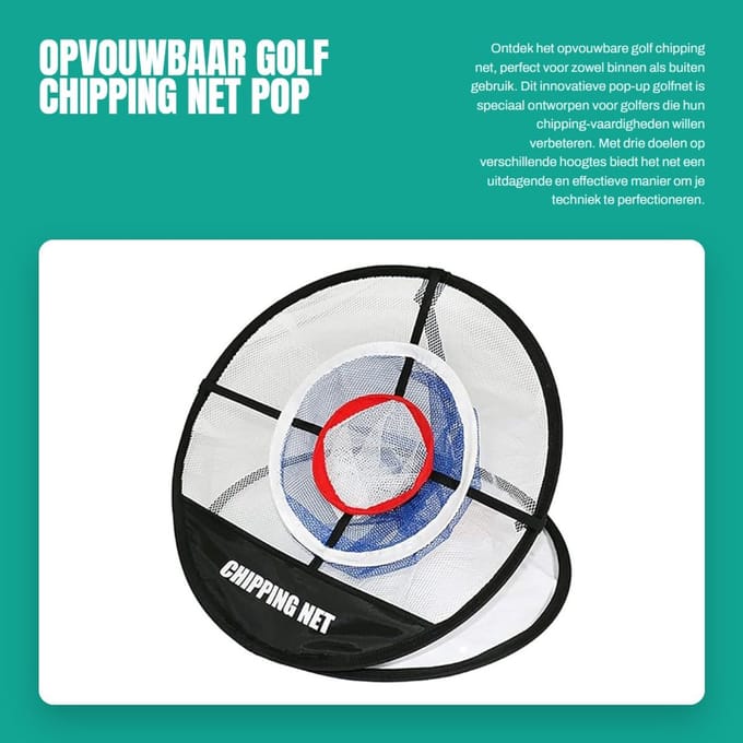 Dailygoods- Golfnet Opvouwbaar - Golf Chippingnet - Pop Up Oefennet - Binnen/Buiten Gebruik - Drie Doelen - Scheurbestendig