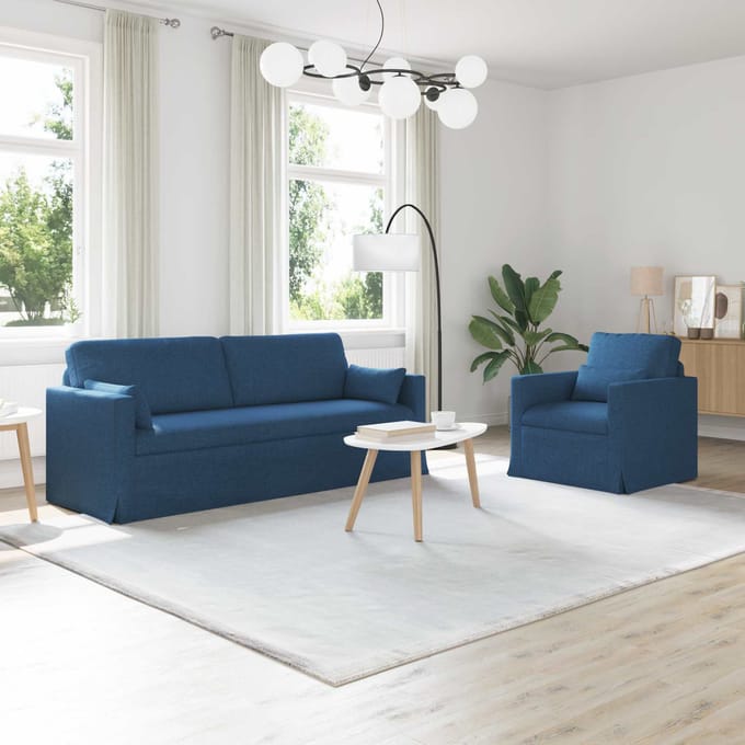 vidaXL Bankstel 2 pcs Blauw 198 x 78 x 80 cm Stof