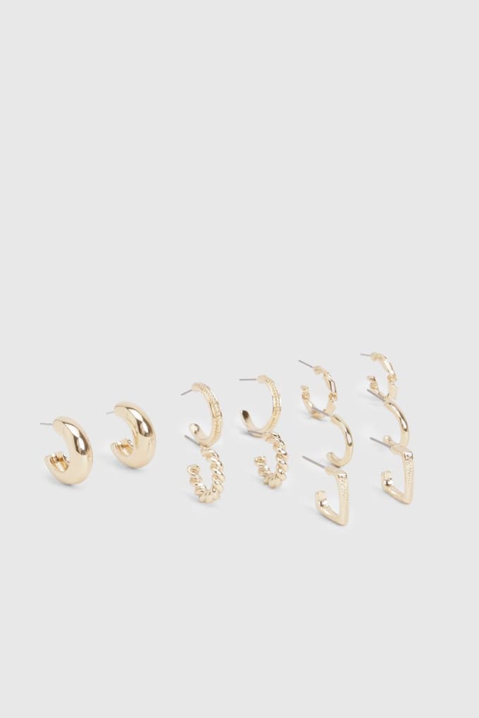 boohoo Dames Mini Hoepeloorringen 6-pack | Goud