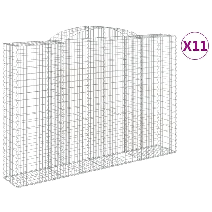 vidaXL - Schanskorven - 11 - st - gewelfd - 300x50x200/220 - cm - ijzer