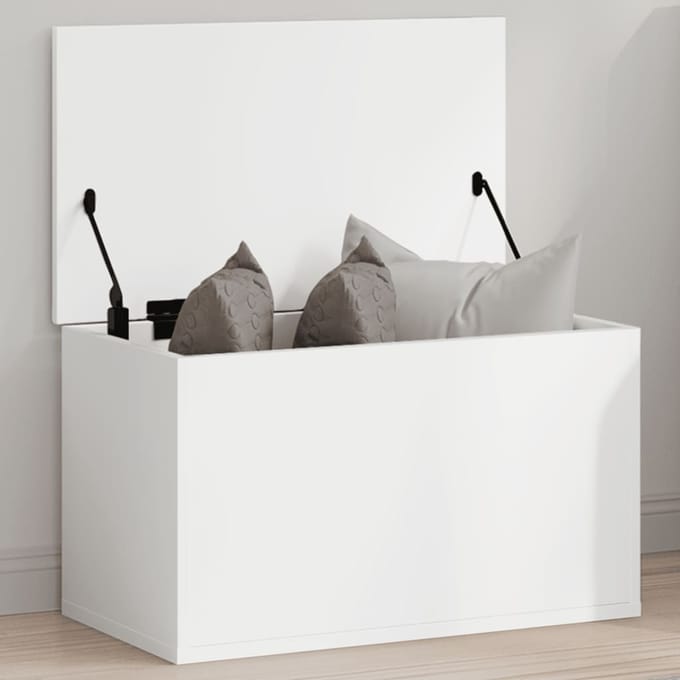 Coffre de rangement blanc 60 x 35 x 35 cm Panneau de particules