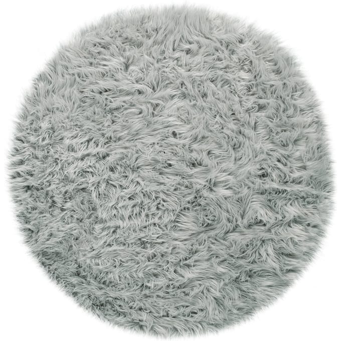 Hoogpolig tapijt Playara grijs  60 cm rond