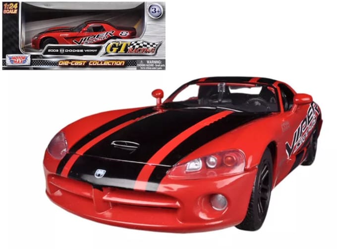 Dodge Viper 2003 (Rood) (20 cm) 1/24 Motor Max - Modelauto - Schaalmodel - Miniatuurauto - Speelgoedauto