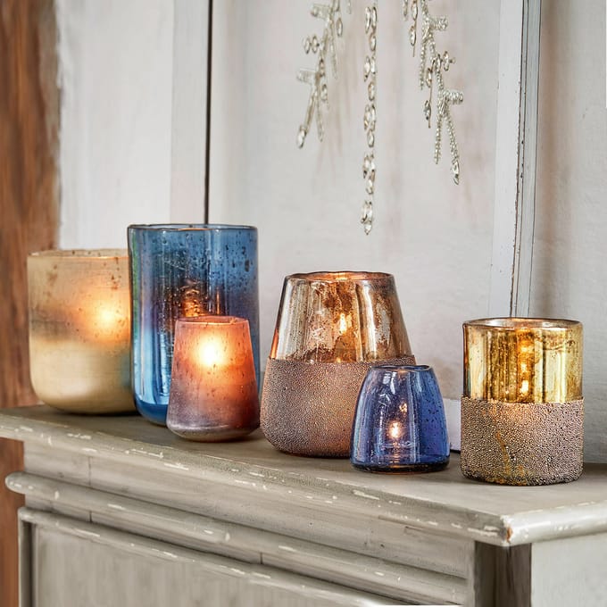 LOBERON Windlicht set van 6 Paro blauw