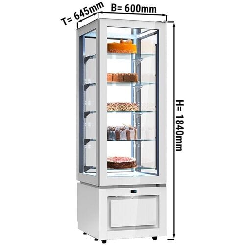 GGM Gastro Panoramavitrine - 324 Liter - 600mm - 5 Ablagen - Weiß Wit
