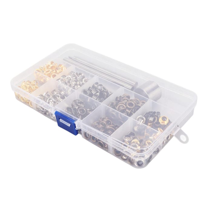 4,5 mm Oogjes Kit met 480 Metalen Oogjes 4 Kleuren Roest Preventie Doe-het-zelf Oogjes Gereedschapskit Oogjes Kit voor Decoratie white
