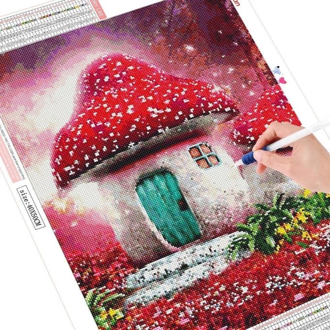 Volledige ronde boor 5D DIY Diamond schilderij paddestoel borduurwerk kruissteek 20X30CM red